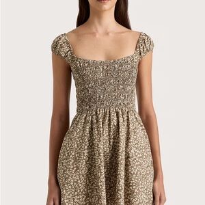 Faithfull the Brand Brown and White Mini Dress, Size 2